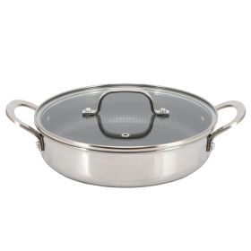 Better Chef 10 Inch 3-Ply Stainless Steel Nonstick Deep Fry Pan with Lid in Silver