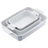Ceramic Baking Dish 3 Pieces Rectangular Bakeware Set Deep for Baking White