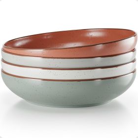 Pasta Bowls Set of 4 - Large 30 oz Bowls - Stylish Ceramic Plates - Safe for Oven
