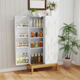 Tall Kitchen Pantry Cabinet, 45'' Freestanding Storage Cabinet with Doors and Adjustable Shelves