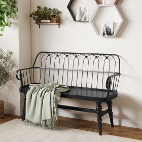 Farmhouse Entryway Bench with Spindle Back, Wooden Dining Bench for Kitchen, Foyer Seating for Living Room and Hallway