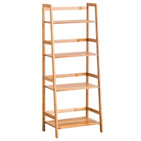 4-Tier Ladder Shelf, Bamboo Plant Stand Flower Pots Holder