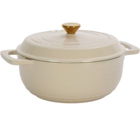 Cast iron 7.5QT cooking pot - Ceramic white - Includes two silicone gloves - Enamel pot