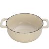 Cast iron 7.5QT cooking pot - Ceramic white - Includes two silicone gloves - Enamel pot