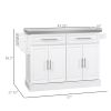 HOMCOM Portable Kitchen Cart, White, Rolling Island with Stainless Steel Top, Towel & Spice Rack
