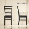 HOMCOM Wooden Dining Chairs Set of 4, Farmhouse Upholstered Kitchen Chairs with Rubber Wood Frame, Black and Gray