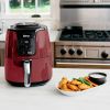 4 Qt Air Fryer, 3 Functions, Air Fry, Reheat, and Dehydrate, Dishwasher Safe, Non-Stick, AF100, Red