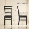 HOMCOM Wooden Dining Chairs Set of 2, Farmhouse Upholstered Kitchen Chairs with Rubber Wood Frame, Black and Gray